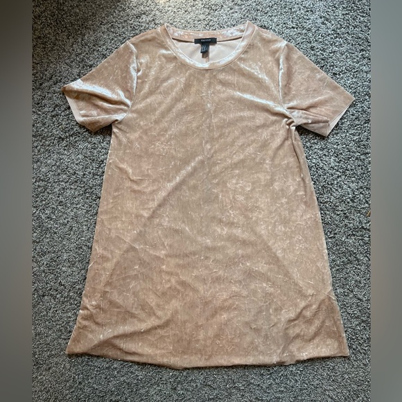 Forever 21 rose gold/gold/champagne crushed velvet tshirt dress size M - Picture 5 of 6